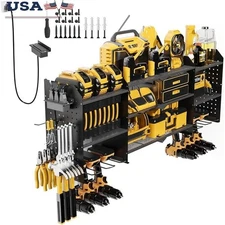 Heavy Duty Power Tool Organizer Wall Mount Garage Storage Charging Station Shelf