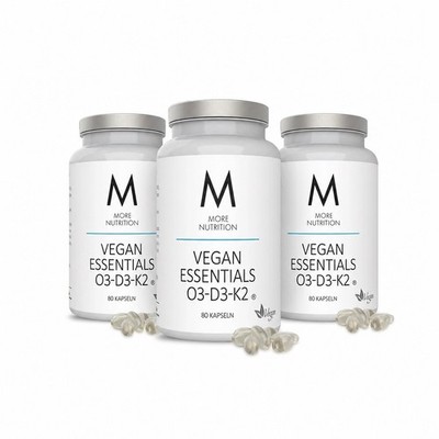 3 Dosen More Essentials Omega 3-D3-K2 Vegan 80 Kapseln MHD: 30.09.2026