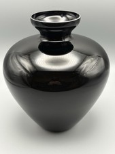 Vintage MCM Black Art Glass Vase Scandinavian