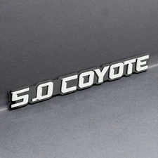 1PC 5.0 COYOTE Emblem White on Black – Acrylic Fender or Tailgate Badge