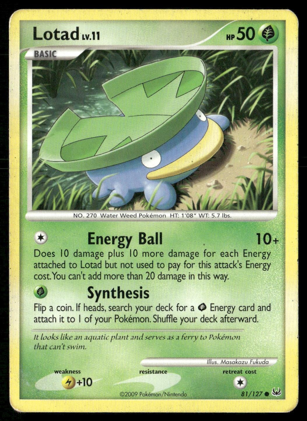 Lotad 81/127 Common Platinum Pokemon Damaged
