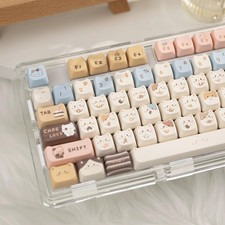 140 Keys PBT Keycaps Set, Mao Profile Keycaps, Dye-Sub Cute Cat Keycaps for Mech