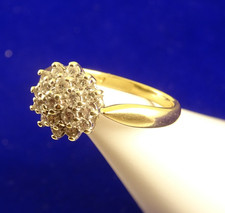 Sparkling Pretty 9ct Gold DIAMOND CLUSTER RING 19 Stone Sz O 1/2 Hm 3 Gram 113L