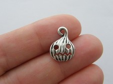 28 Halloween pumpkin jack o lantern charms antique silver tone HC4