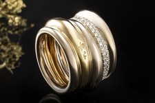 Pomellato Ring Tubolare Massiv Diamanten Gelbgold Roségold Weißgold 750 Schmuck