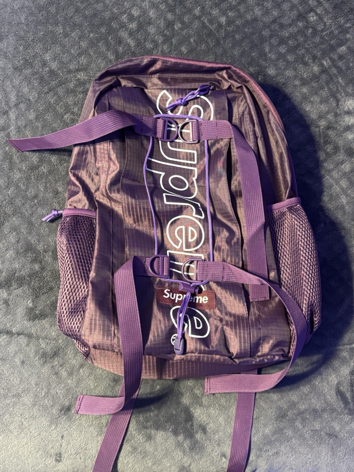 Supreme Purple Nylon Daypack Backpack 3 Pockets Mesh