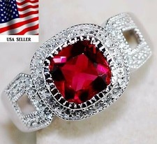 3CT Treated Ruby  Topaz 925 Solid Sterling Silver Ring Sz 6 MK1-7