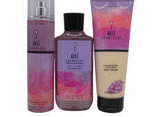 Bath  Body Works Rose Champagne MIST GEL BODY CREAM 3 Pack Set Retired