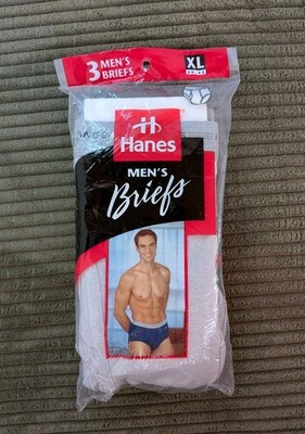 Hanes 3 Pack Mens Briefs Size XL 40-42 Light Gray Gray Navy 1998 New in Package