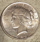 1922 Peace Silver Dollar, CHOICE  BU w Reverse Error
