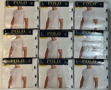 Polo Ralph Lauren Mens Classic Fit White Cotton Crew 3 Pack T-Shirts Size Medium