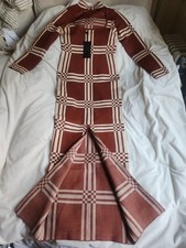 Fashion Nova Claudia knit maxi dress cognac/cream new with tag