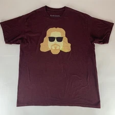 Big Lebowski The Dude Maroon Headline Short Sleeve Crewneck Shirt Mens Large