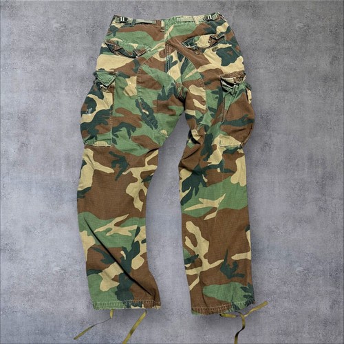 Vintage Army Woodland Camo Pants Small Short Hot Weather Combat Trousers Ripstop - Bild 2 von 7