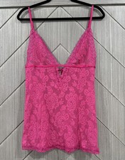 Vintage Victoria  s Secret Pink Lace Cami Lingerie Top Y2K Sheer Size M