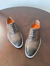 Santoni Durbin Derby Sneaker in pelle di vitello stringate grigio marrone uomo 10,5