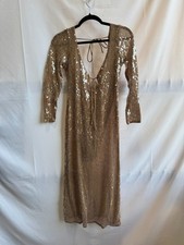 Bardot Verona Sequin Maxi Dress Brown Size L/8 Missing Sequins