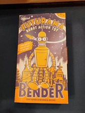 FUTURAMA OFFCL "BENDER" WIND-UP ROBOT ACTION FIGURE, W CIG,BTL, KEY, VNTG 2000