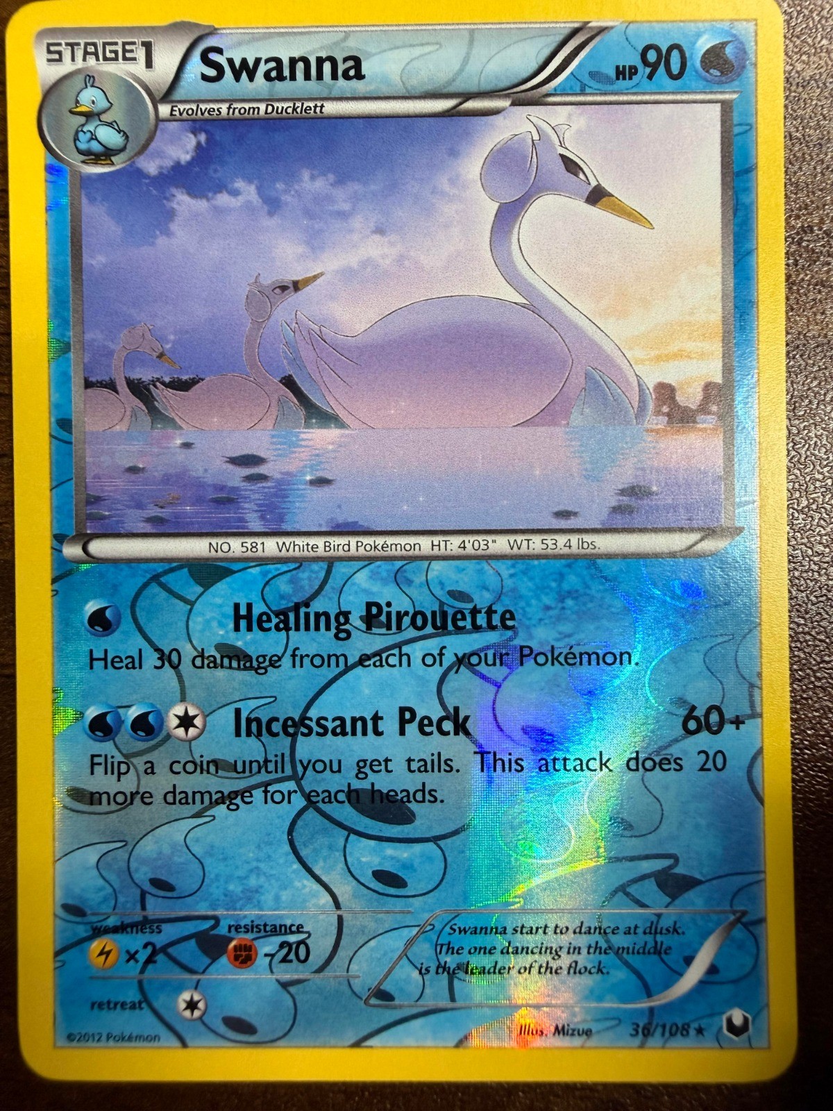 Swanna Reverse Holo Rare Dark Explorers 36/108 NM