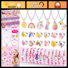Kids Jewelry Set for Girls 3-8, Toddler Dress Up Accessories, Unicorn Rings Ne