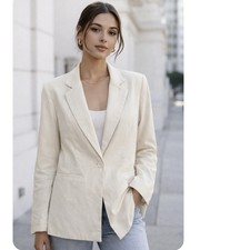 Serra Cotton Modal Blazer Size XS Off White Minimalist Quiet Luxury Chic Jacket