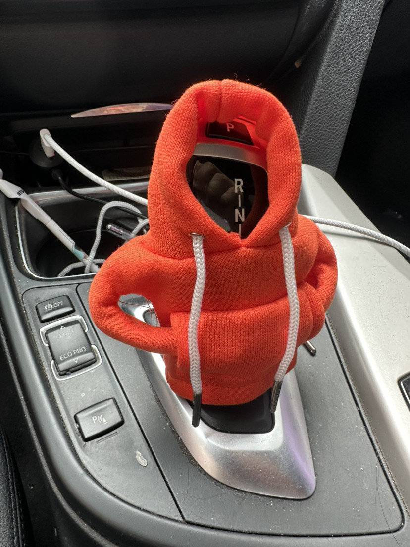 1PC Car Gear Shift Cover Mini Hoodie Car Gear Shift Knob Cover Trim Shirt Orange