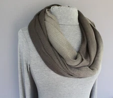 Black Grey ombre scarf circle infinity endless loop long scarf super soft