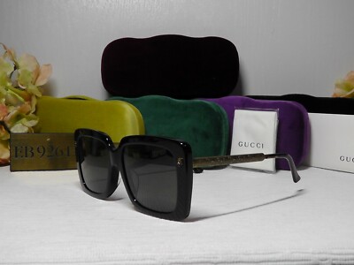 Gucci Sunglasses GG0216SA Gucci GG0216SA-002 Rectangular Brown lens Women Sunglasses  main image 4