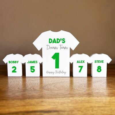 Papas Dreamteam Geburtstag Fußball grün Shirt Familie 4 klein personalisiert Geschenk