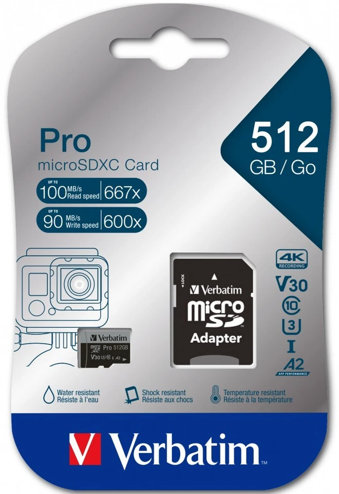 0023942470465 Verbatim Pro U3 512GB Micro SDXC Card Verbatim - Image 2 of 4
