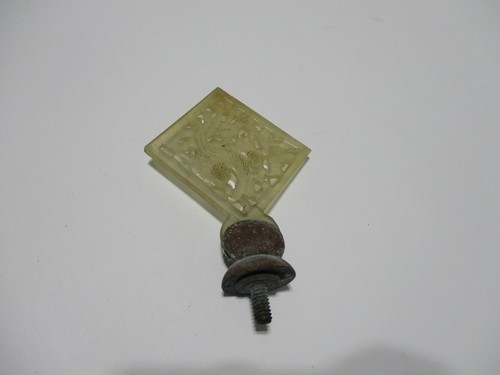 Vintage Antique Chinese Carved Jade Bird Flower Lamp Finial Top 2.75" Celadon - Picture 6 of 10