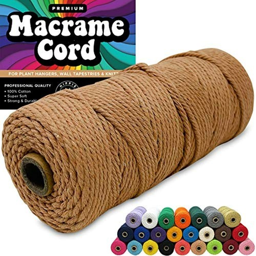 100% Cotton Cord Rope for Macrame 3mm Natural and Colored Craft String Yarn - Picture 169 of 214