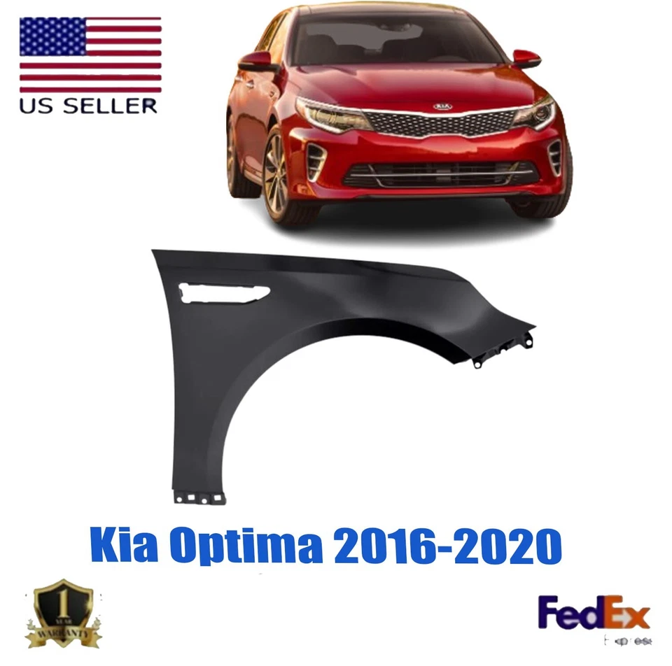 Right Front Fender For Kia Optima 2016-2020 - Primed Steel Replacement, Fits LX/EX/SX/Hybrid Models, Part Numbers 14862025, 66321D4000A