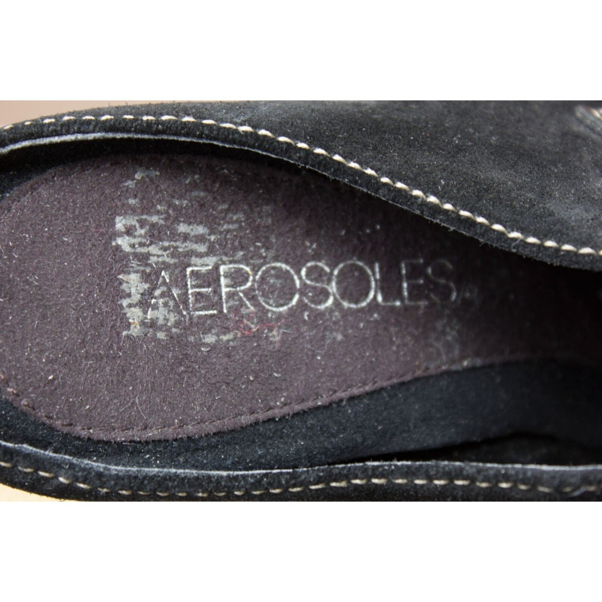 Women's Aerosoles Mules Slip On Black Leather Cinch Worm