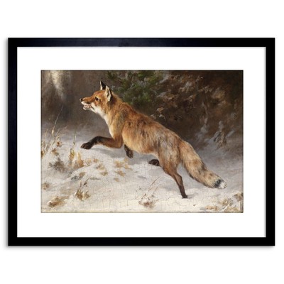 Painting Exterior Study Grashey Fox Winter Forest Framed Art Print 9x7 Inch