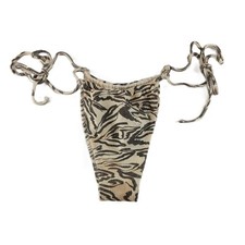 Aerie Shine Rib Cheekiest Strappy Bikini Bottom Women's Size Small Natural Swim