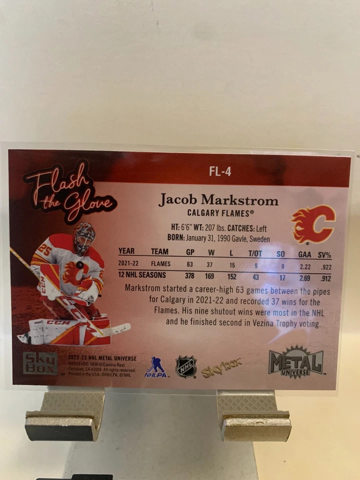 2022-23 Skybox Metal Universe Jacob Markstrom Flash of the Glove #FL-4 Calgary - Image 2 of 2