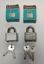 Set of 2 Vintage Master Steel Padlocks 22 in original Boxes with Keys