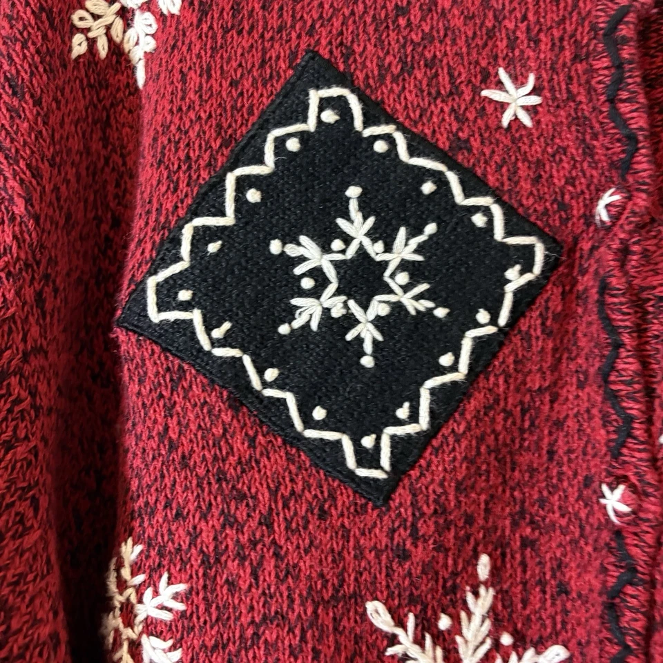 Cárdigan Suéter Erika Mujer Vacaciones 3X Rojo Ramie Algodón Bordado Navidad Foto 4 de 4