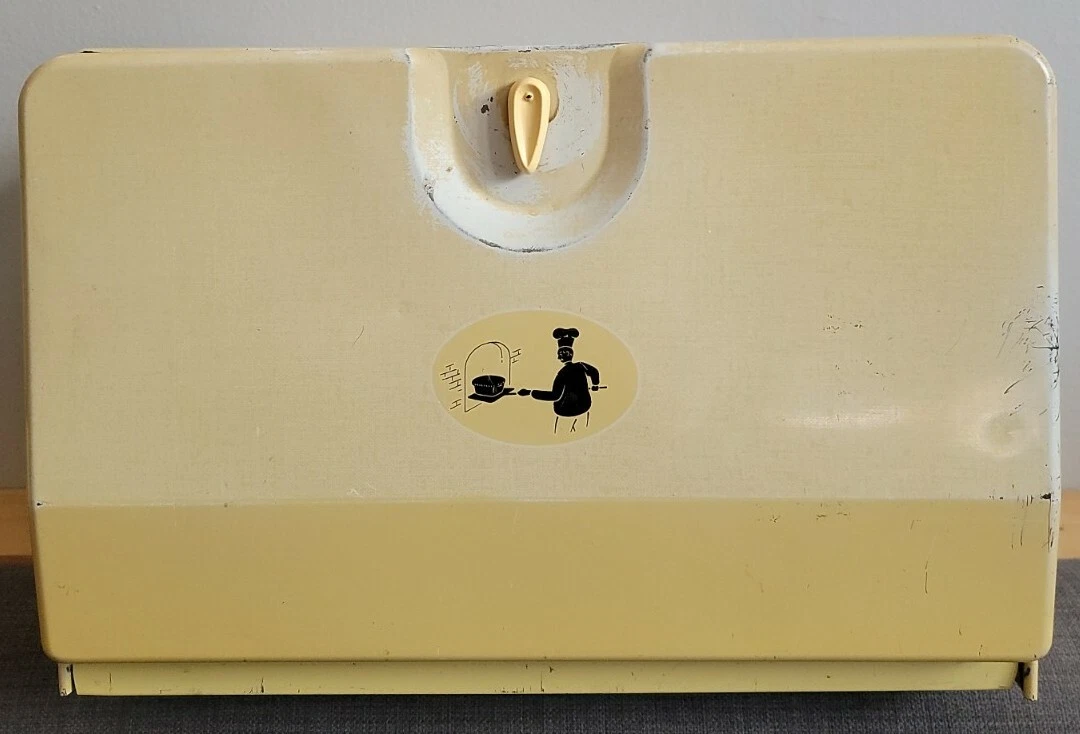Vintage - Harvell - Space Saver Tin - Bread Box - Yellow.