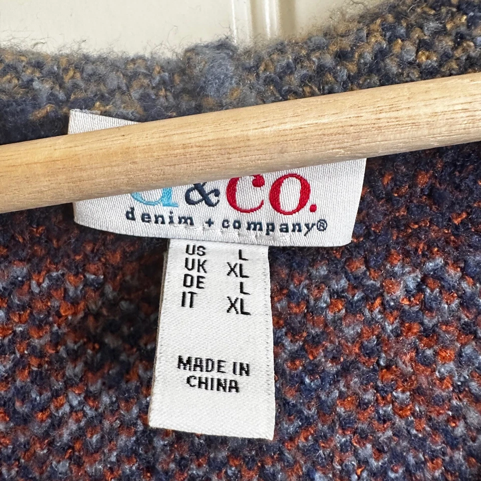 Cárdigan con Capucha Denim & Co. Estampado Azteca Bolsillos Botón Delantero Grande Foto 3 de 4