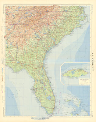 Südost USA. Einsatz New Providence, Bahamas. TIMES 1957 alte Vintage Karte