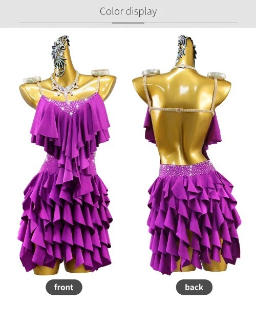 VETEMENTS Abito donna danza latina gonna costume palco danza abbigliamento pratica