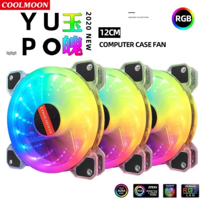 COOLMOON YUPO Computer Case PC Cooling Fan 5v 3Pin aRGB 120mm Quiet IR Remote