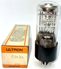 Tubo EM34 Magic Eye ULTRON NOS vintage nuovo con scatola tuning eye 6CD7 indicatore, occhio radio
