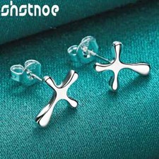 925 Sterling Silver Earrings High Quality Cross Stud Earrings Fashion Jewelry