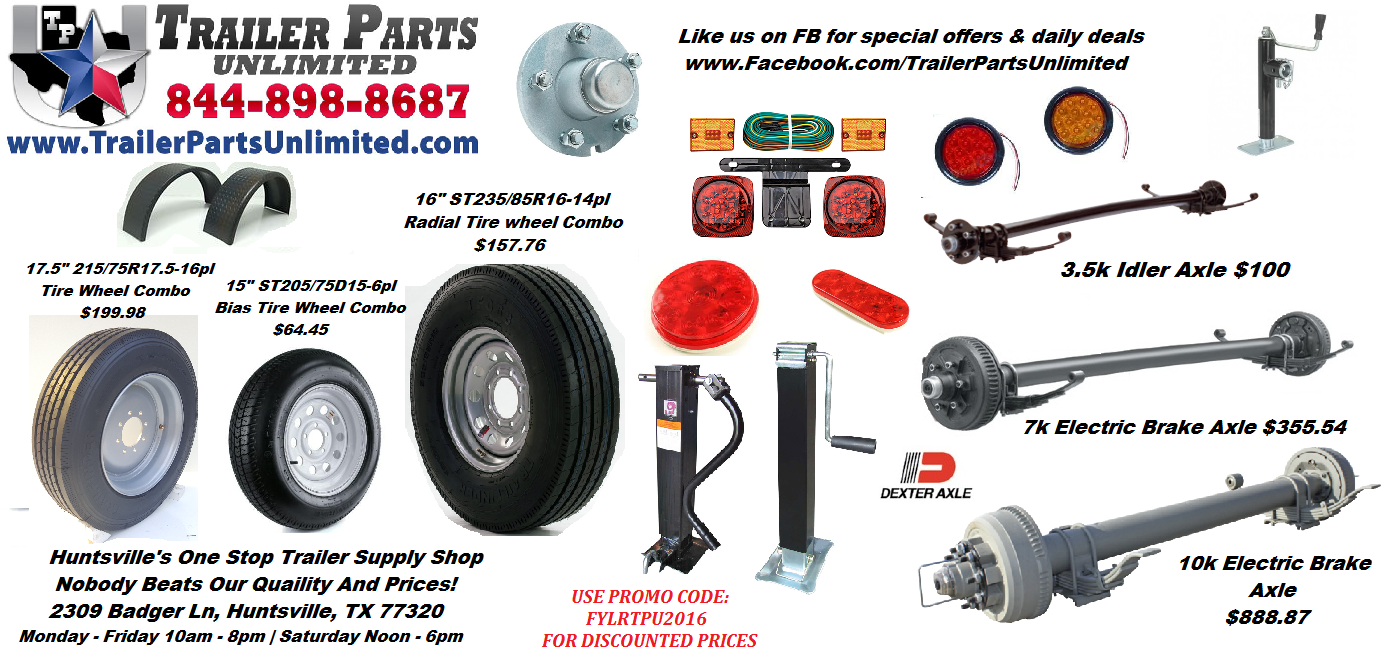 Trailer Parts Store  Shop axle, springs, hubs, and other trailer parts  today