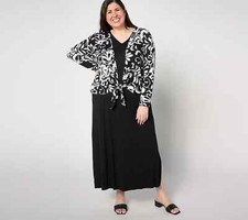 Belle by Kim Gravel Petite Better Together Dress & Shrug Set Black L A634849