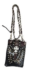 Western Style Black  Brown Butterfly Rhinestone Crossbody Bag With Chain Strap