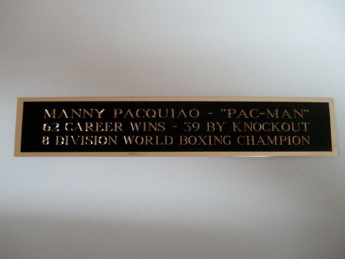 Manny Pacquiao Autograph Nameplate For A Signed Boxing Glove Trunks Photo 1.5X6
